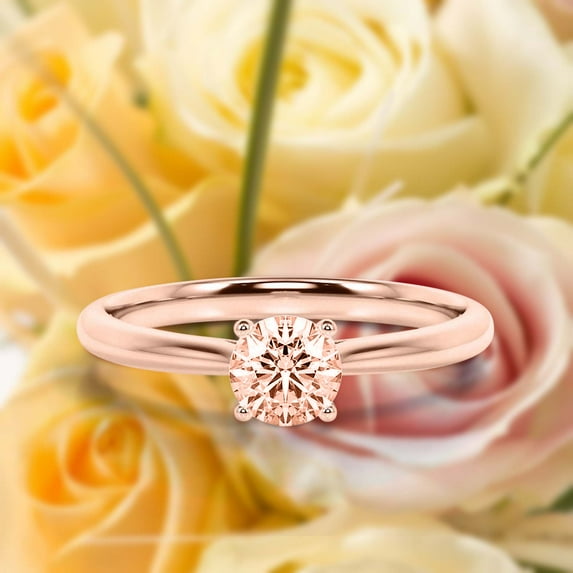 Gorgeous Minimalist 1.00 Carat Round Cut Morganite Solitaire Engagement Ring, Wedding Ring In 10K Solid Rose Gold, Gift For Her,Promise Ring, Anniversary Ring