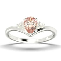 Gorgeous Minimalist 1.25 Carat Pear Cut Morganite And Diamond Moissanite Unique Engagement Ring, Affordable Wedding Ring in 925 Sterling Silver With 18k White Gold Plating Gift For Her Love