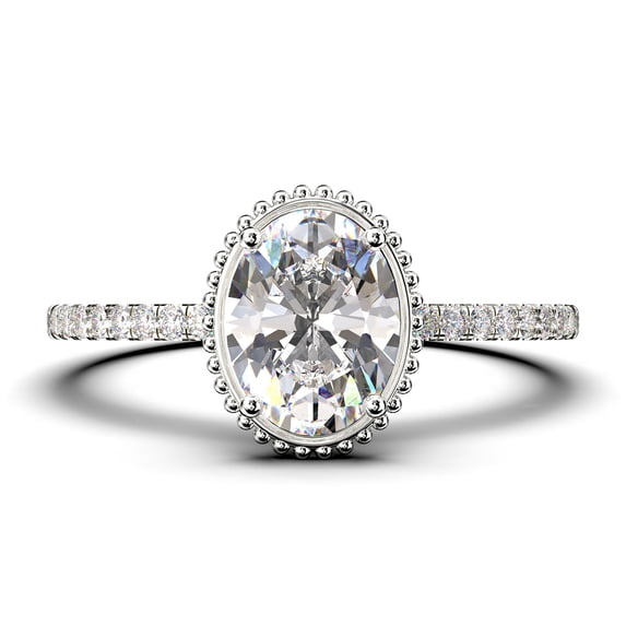 Gorgeous Minimalist 1.50 Carat Oval Cut Diamond Moissanite Engagement Ring, Floral Wedding Ring In 10K Solid White Gold, Surprisingly Gift For Her, Promise Ring, Anniversary Ring