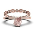 thumbnail image 1 of Gorgeous Minimalist 1.65 Carat Pear Cut Classic Morganite And Diamond Moissanite Engagement Ring, Wedding Ring, One Matching Band in 925 Sterling Silver With 18k Rose Gold Plating, Gift For Her, 1 of 3