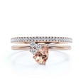 thumbnail image 1 of Gorgeous Minimalist 1.65 Carat Pear Cut Classic Morganite And Diamond Moissanite Engagement Ring, Wedding Ring, One Matching Band In 925 Sterling Silver With 18K Rose Gold Plating, Gift For Her, 1 of 3