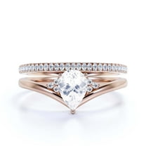 Gorgeous Minimalist 1.75 Carat Pear Cut Diamond Moissanite Unique Engagement Ring, Affordable Wedding Ring, One Matching Band in 925 Sterling Silver With 18k Rose Gold Plating Gift For Her Love