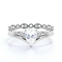 Gorgeous Minimalist 1.75 Carat Pear Cut Diamond Moissanite Unique Engagement Ring, Affordable Wedding Ring, One Matching Band in 925 Sterling Silver With 18k White Gold Plating Gift For Her Love