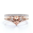 thumbnail image 1 of Gorgeous Minimalist 1.75 Carat Pear Cut Morganite And Diamond Moissanite Unique Engagement Ring, Affordable Wedding Ring, One Matching Band in 10k Solid Rose Gold Gift For Her Love, Bridal Ring Set, 1 of 3