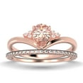 thumbnail image 1 of Gorgeous Minimalist 1.75 Carat Pear Cut Morganite And Diamond Moissanite Unique Engagement Ring, Affordable Wedding Ring, One Matching Band In 10K Solid Rose Gold Gift For Her Love, Bridal Ring Set, 1 of 3
