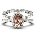 thumbnail image 1 of Gorgeous Minimalist 2.00 Carat Oval Cut Morganite And Diamond Moissanite Engagement Ring, Floral Wedding Ring, One Matching Band in 10k Solid White Gold, Gift For Her, Promise Ring, Anniversary Ring, 1 of 3