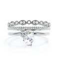 thumbnail image 1 of Gorgeous Minimalist 2.15 Carat Pear Cut Classic Diamond Moissanite Engagement Ring, Wedding Ring, Two Matching Band in 10k Solid White Gold, Gift For Her, Promise Ring, Anniversary Gift, Trio Set, 1 of 3