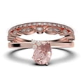 thumbnail image 1 of Gorgeous Minimalist 2.15 Carat Pear Cut Classic Morganite And Diamond Moissanite Engagement Ring, Wedding Ring, Two Matching Band in 925 Sterling Silver With 18k Rose Gold Plating, Gift For Her, 1 of 4