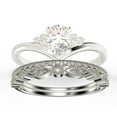 thumbnail image 1 of Gorgeous Minimalist 2.25 Carat Pear Cut Diamond Moissanite Unique Engagement Ring, Affordable Wedding Ring, Two Matching Band in 10k Solid White Gold Gift For Her Love, Trio Ring Set, 1 of 4