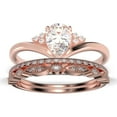 thumbnail image 1 of Gorgeous Minimalist 2.25 Carat Pear Cut Diamond Moissanite Unique Engagement Ring, Affordable Wedding Ring, Two Matching Band in 925 Sterling Silver With 18k Rose Gold Plating, 1 of 4