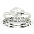thumbnail image 1 of Gorgeous Minimalist 2.25 Carat Pear Cut Diamond Moissanite Unique Engagement Ring, Affordable Wedding Ring, Two Matching Band in 925 Sterling Silver With 18k White Gold Plating, 1 of 4