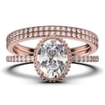 thumbnail image 1 of Gorgeous Minimalist 2.50 Carat Oval Cut Diamond Moissanite Engagement Ring, Floral Wedding Ring, Two Matching Band in 925 Sterling Silver With 18k Rose Gold Plating, Gift For Her, 1 of 4