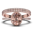 thumbnail image 1 of Gorgeous Minimalist 2.50 Carat Oval Cut Morganite And Diamond Moissanite Engagement Ring, Floral Wedding Ring, Two Matching Band in 925 Sterling Silver With 18k Rose Gold Plating, Gift For Her, 1 of 4