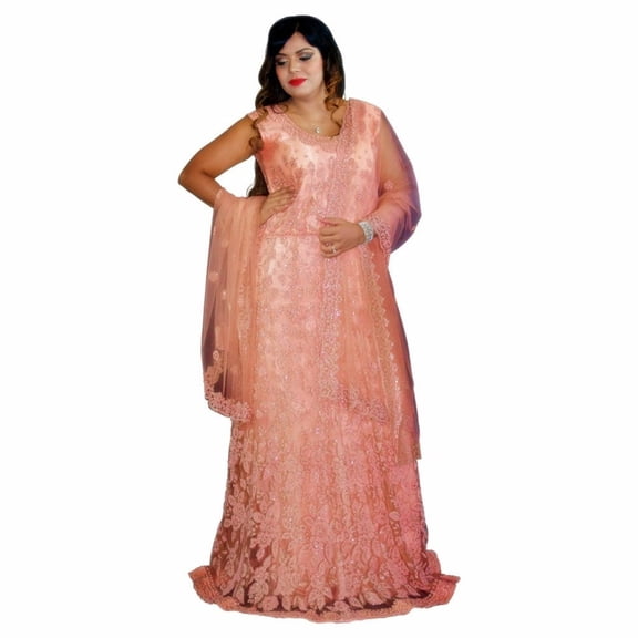 Gorgeous Moti work Anarkali dress Size: L, Color: Peach