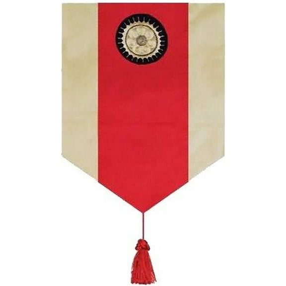 Gorgeous Oriental Brocade Table Runner with Embroidered Sunflower - Red with Gold Trim