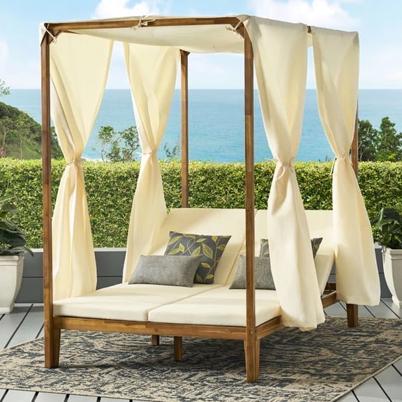 Gorgeous Outdoor Daybed, Water- Fabrics, Seating, Build Stylish Accessories, Strong Wood Construction, Relax In Style