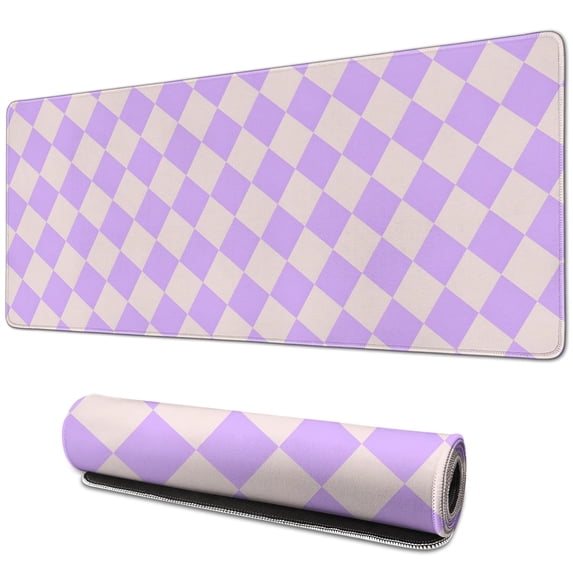 Gorgeous Pastel Checkered Mouse Pad - Cute Boho Appeal, Anti-Slip for Security, Perfect for Home Office, Suits Computer & Laptop Users, Sized 31.5x11.8in.