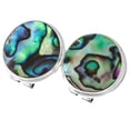 thumbnail image 1 of Gorgeous Paua Abalone Shell 925 Sterling Silver Omega Post Earrings, 3/4", 1 of 3