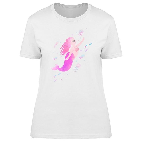 Gorgeous Pink Watercolor Mermaid Tee Women's -Image by Shutterstock