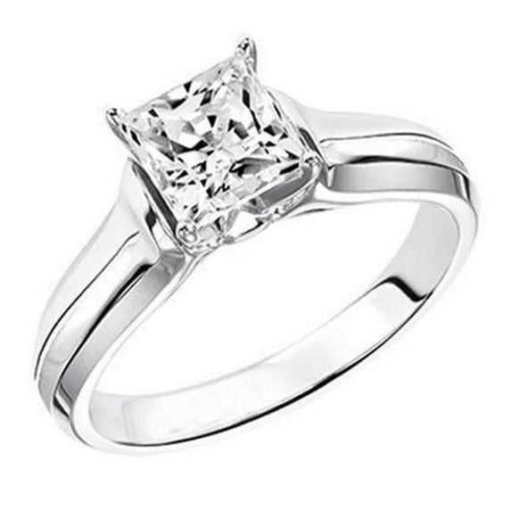 Gorgeous Princess Cut 2.25 CT Solitaire Diamond Wedding Ring, Size 6.5
