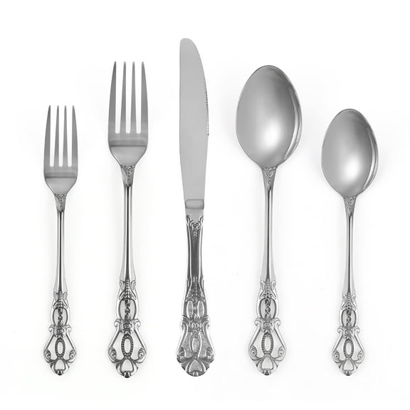 Gorgeous Retro Royal Rainbow Stainless Steel 20 Pieces Flatware Set, Multicolour Silverware Set, Anti-Rust Stainless Steel Dark Cutlery Set Utensils Including Fork Spoon and Knife