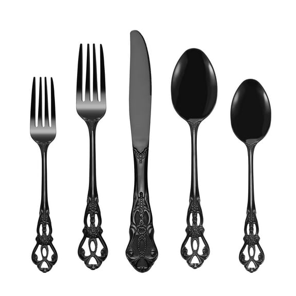 Gorgeous Retro Royal Rainbow Stainless Steel 20 Pieces Flatware Set, Multicolour Silverware Set, Anti-Rust Stainless Steel Dark Cutlery Set Utensils Including Fork Spoon and Knife