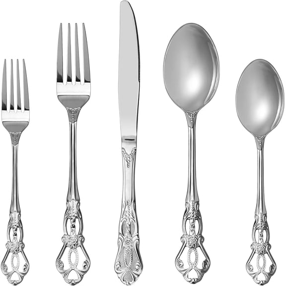Gorgeous Retro Royal Stainless Steel 20 count Flatware Set, Silverware Set, Anti-rust Stainless Steel Cutlery Set Utensils Including Fork Spoon and