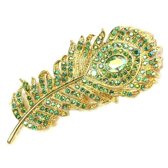 Gorgeous Rhinestone Crystal Peacock Feather Hair Barrette
