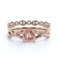 thumbnail image 1 of Gorgeous Rings Boho & Hippie 1.60 Carat Round Cut Morganite And Diamond Moissanite Engagement Ring, Unique Wedding Ring, Bridal Rings Set In 925 Sterling Silver With 18K Rose Gold Plating, 1 of 3