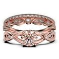 thumbnail image 1 of Gorgeous Rings Boho & Hippie 2.10 Carat Round Cut Morganite And Diamond Moissanite Engagement Ring, Unique Wedding Ring, Trio Rings Set In 925 Sterling Silver With 18K Rose Gold Plating, Promise Ring, 1 of 4
