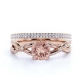 thumbnail image 1 of Gorgeous Rings Boho & hippie 1.60 Carat Round Cut Morganite And Diamond Moissanite Engagement Ring, Unique Wedding Ring, Bridal Rings Set in 925 Sterling Silver With 18k Rose Gold Plating, 1 of 3