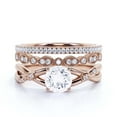 thumbnail image 1 of Gorgeous Rings Boho & hippie 2.10 Carat Round Cut Diamond Moissanite Engagement Ring, Unique Wedding Ring, Trio Rings Set in 925 Sterling Silver With 18k Rose Gold Plating, Promise Ring, Lovely Gift, 1 of 3