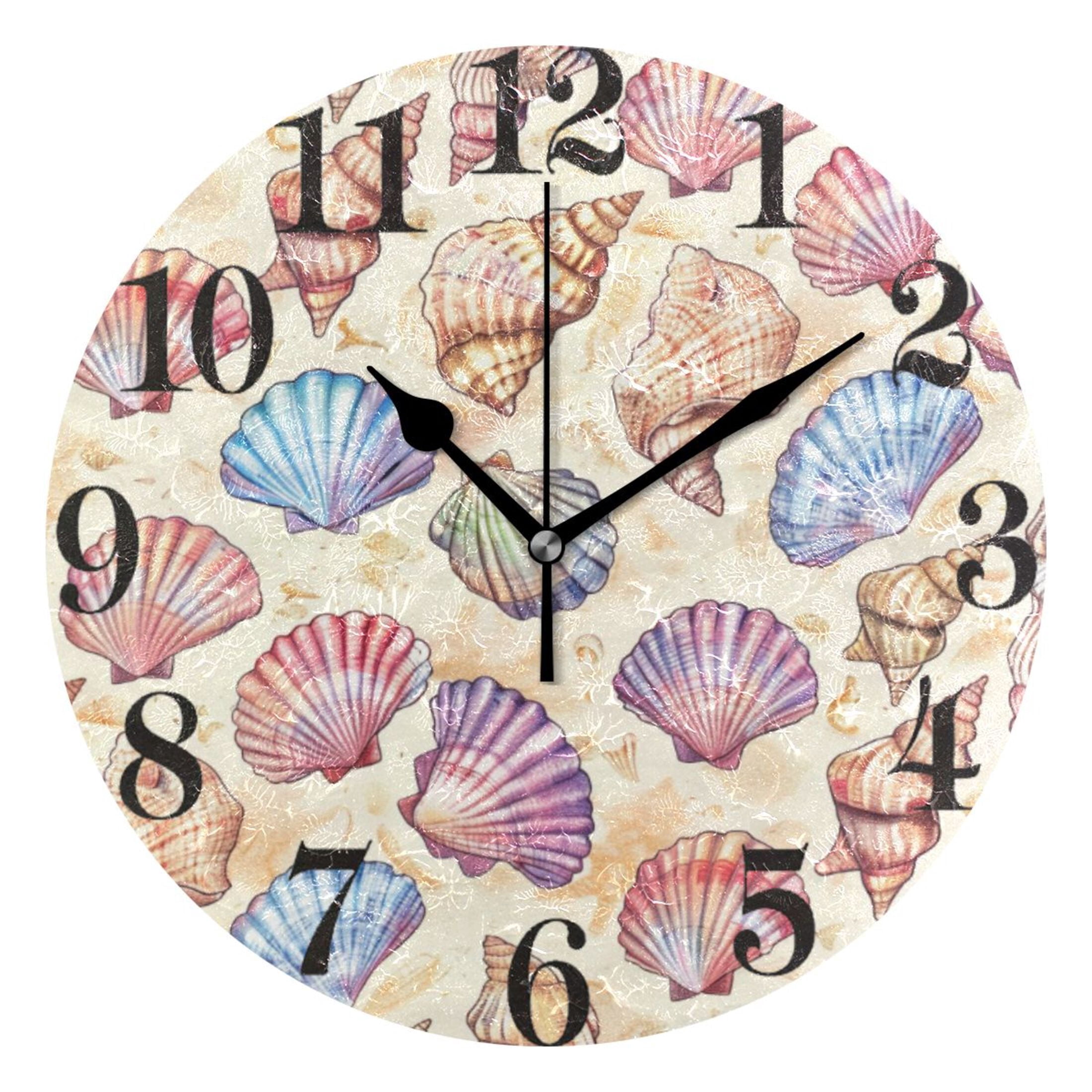 Gorgeous Seashells Wall Clock 9.8 inch Battery Operated Clocks Non ...