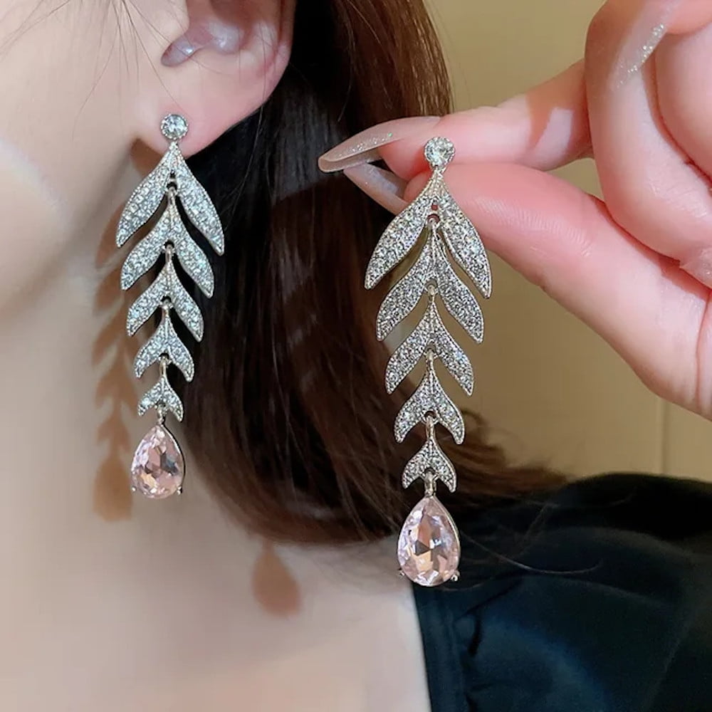 Ajio Pink Hanging Earrings Ajio Dangle Earrings Feather Peacock
