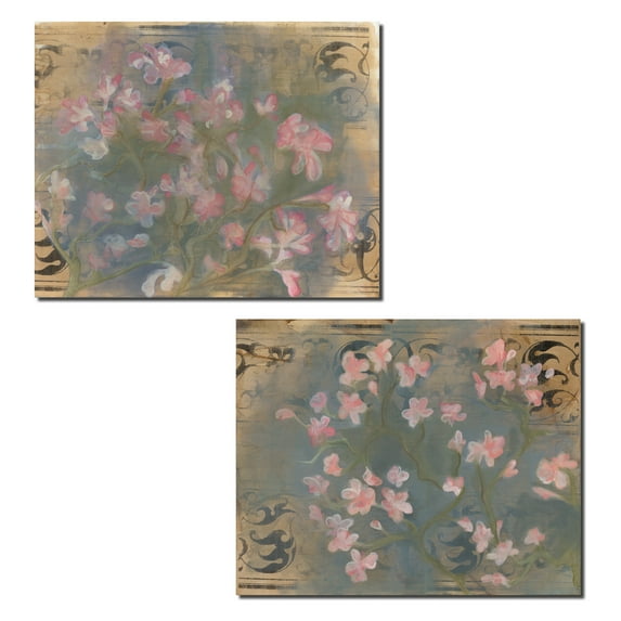 Gorgeous Soft Pink Blooming Cherry Blossoms Print Set; Two 14x11 Poster Prints