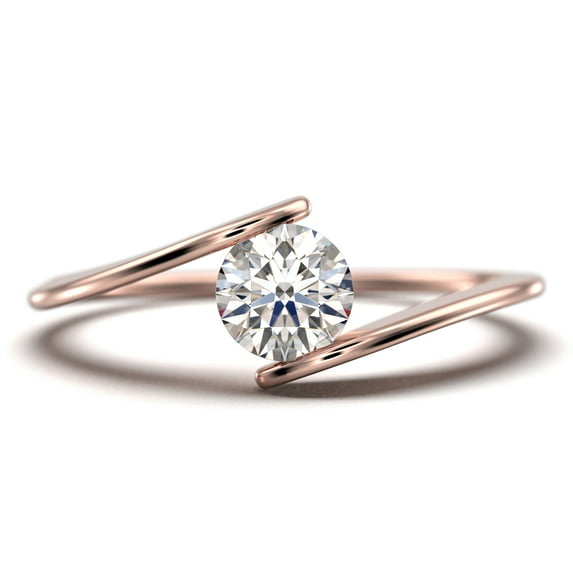 Gorgeous Solitaire 1 Carat Round Cut Diamond Moissanite Unique Engagement Ring, Classic Wedding Ring in 925 Sterling Silver With 18k Rose Gold Plating Band, Gift For Her, Promise, Anniversary Ring
