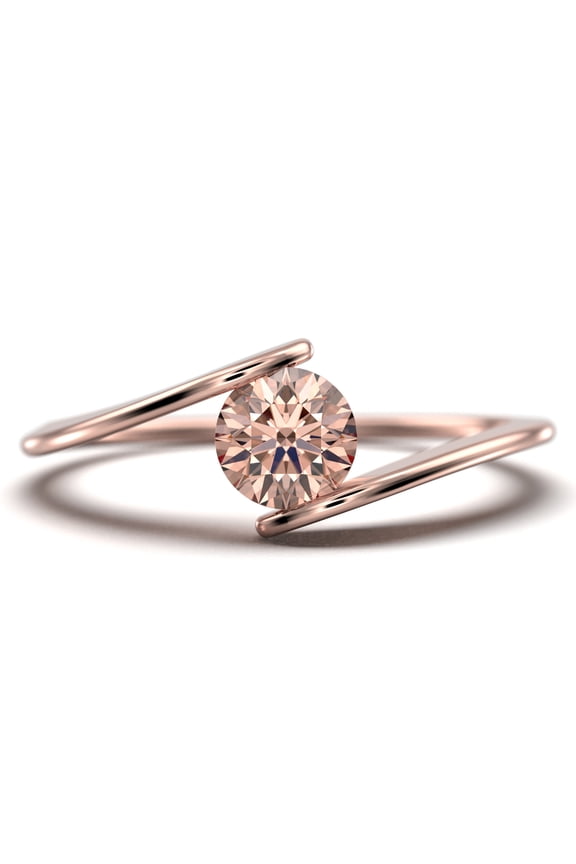 Gorgeous Solitaire 1 Carat Round Cut Morganite Unique Engagement Ring, Classic Wedding Ring in 10k Solid Rose Gold Band, Gift For Her, Promise Ring, Anniversary Ring