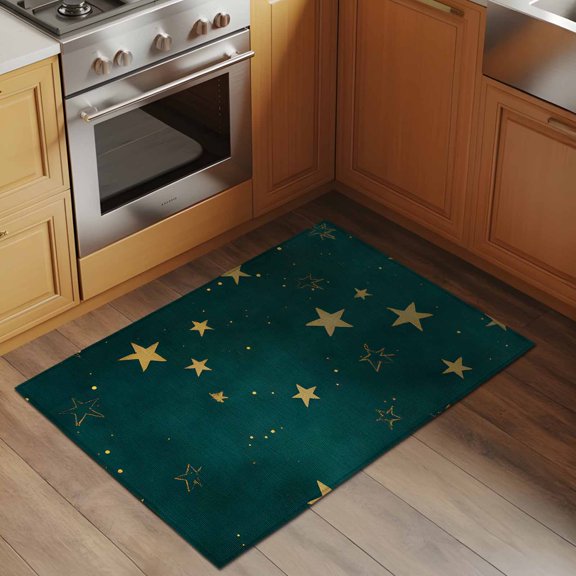 Gorgeous Star 2x3 Rug for Entryway Front Door Kitchen Sink Area, Green Starry Sky Low Pile Washable Non Slip Rectangle Area Rug