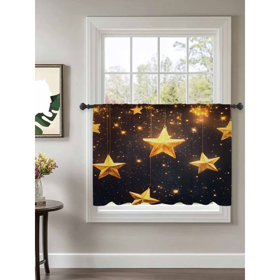 Gorgeous Star Sheer Curtains 45 Inch Long 1 Panel Starry Sky Dream Fantasy Rod Pocket Voile Cafe Curtains Light Filtering Small Window Treatments for Kitchen Basement 52" x 45"