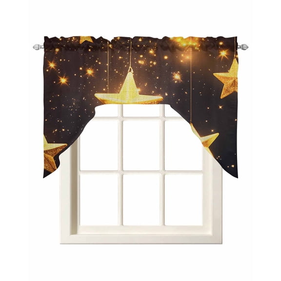 Gorgeous Star Swag Valance and Tier Curtains Set Starry Sky Dream Fantasy Kitchen Curtains 3 Piece Set Rod Pocket Panels for Bedroom Cafe 56x36 inch