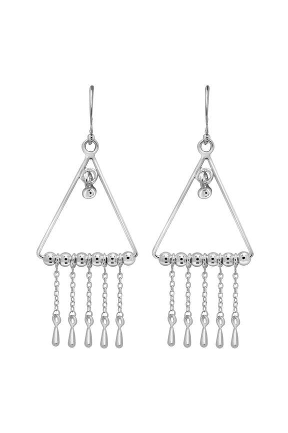 Gorgeous Triangular-Shaped Sterling Silver Chandelier Dangle Earrings