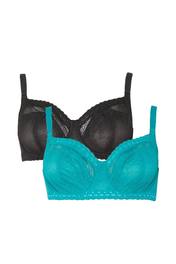 Womens Geometric Mesh Non-Padded Bra (Pack of 2)