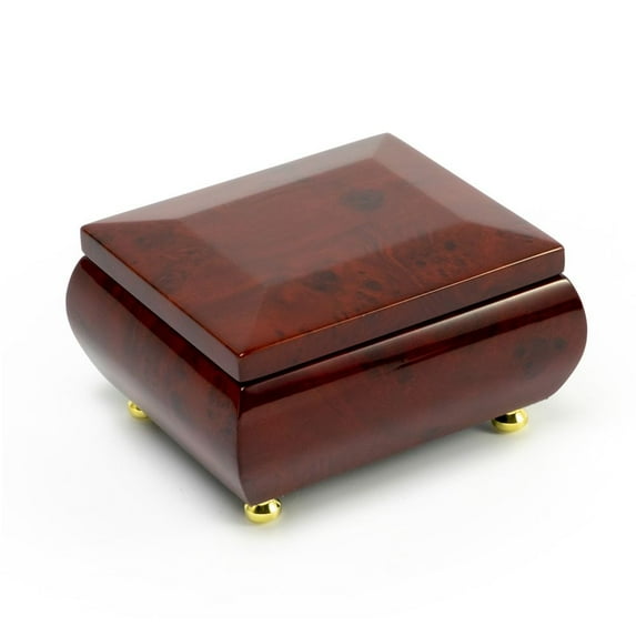 Gorgeous Wood Tone Classic Beveled Top Music Jewelry Box - Moon River
