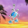 thumbnail image 1 of Paradise Hawaii Gifts Mom & 2 Small Turtle Blue Opal Sterling Silver Necklace Pendant, 18" Chain, 1 of 9