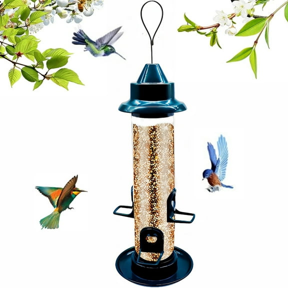 Gorgero Tube Wild Bird Feeder, 2.5 lb Capacity Songbird Tube Feeder, Hanging Bird Seed Feeder for Attracting Birds, Green