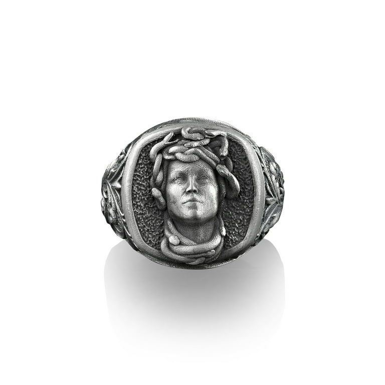 Gorgon Medusa Signet Ring Sterling Silver Square Signet Ring Greek Mythology Pinky Rings for Women Mens Signet Ring Unique Signet Ring Walmart