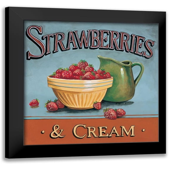 Gorham, Gregory 12x12 Black Modern Framed Museum Art Print Titled - Strawberries and Cream