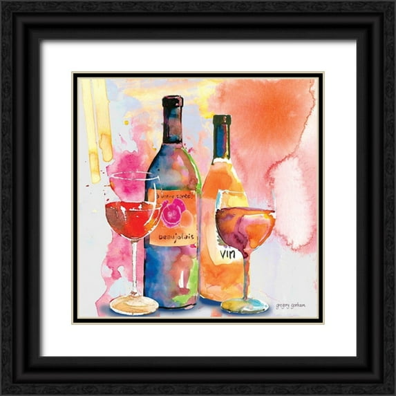 Gorham, Gregory 12x12 Black Ornate Wood Framed with Double Matting Museum Art Print Titled - Nouveau Wines II