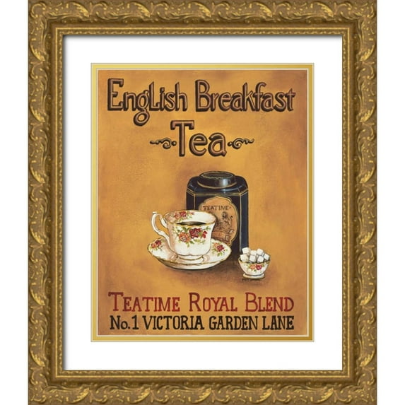 Gorham, Gregory 12x14 Gold Ornate Wood Framed with Double Matting Museum Art Print Titled - English Breakfast