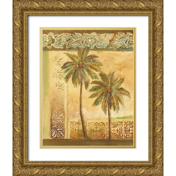 Gorham, Gregory 12x14 Gold Ornate Wood Framed with Double Matting Museum Art Print Titled - Palm Trees I
